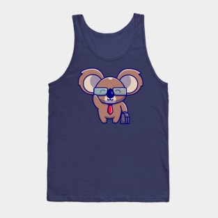 Cute Koala Businessman Holding Suitcase Cartoon Tank Top